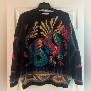 Vintage Studio by Michelle Stuart Hand Knit Black Dragon Sweater